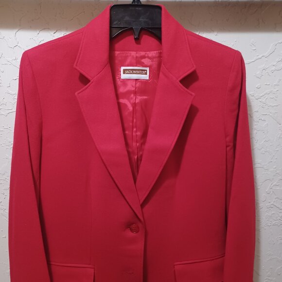 Vtg Jack Winter Red Wool Blend Blazer Size 8 | Academia Preppy Career Jacket - Picture 2 of 16